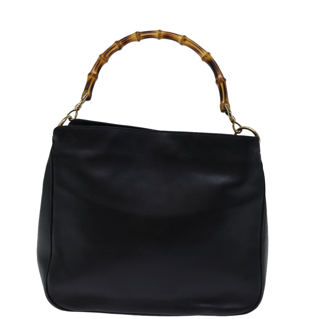 GUCCI Bamboo Hand Bag Leather Black 001 1638 ep4038