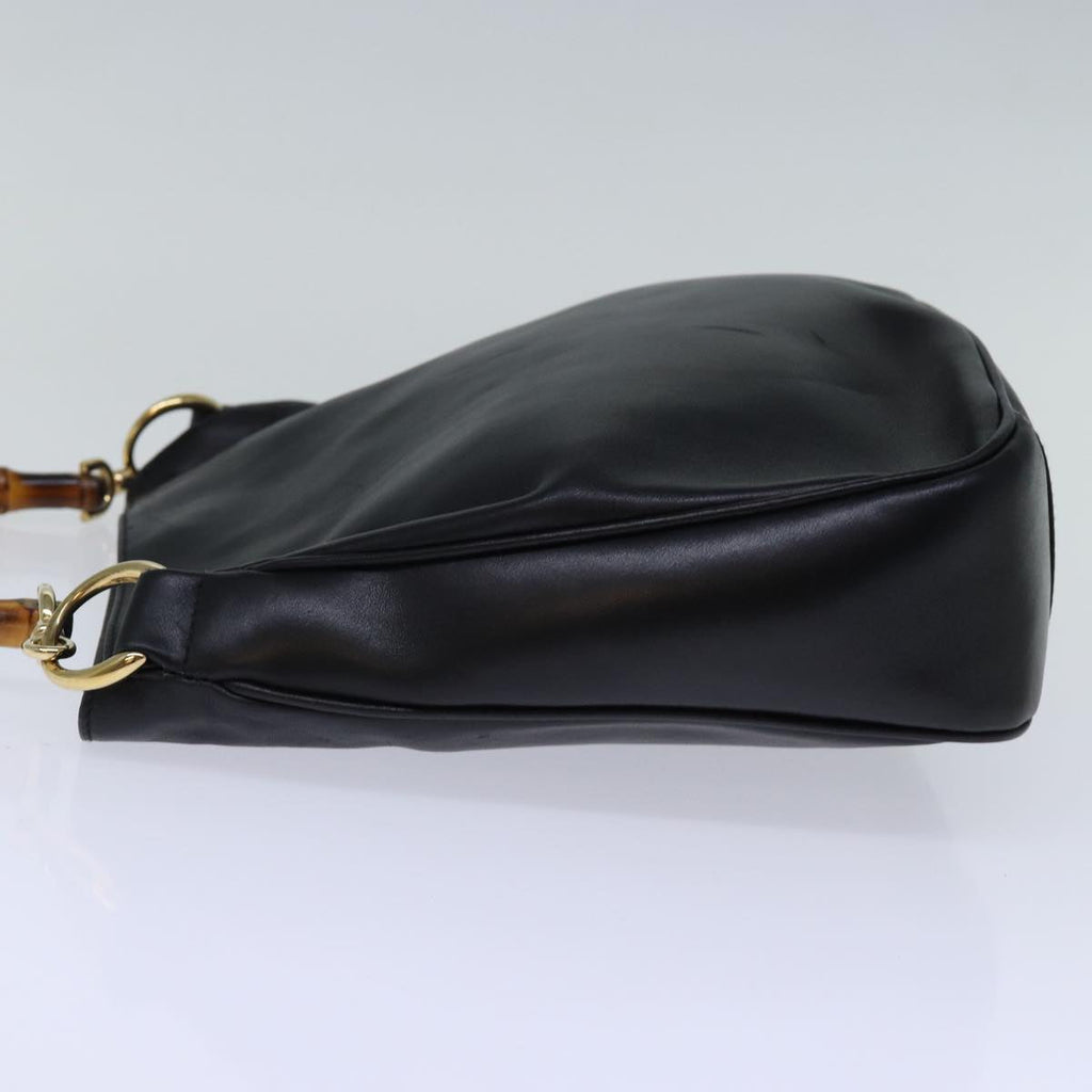 GUCCI Bamboo Hand Bag Leather Black 001 1638 ep4038