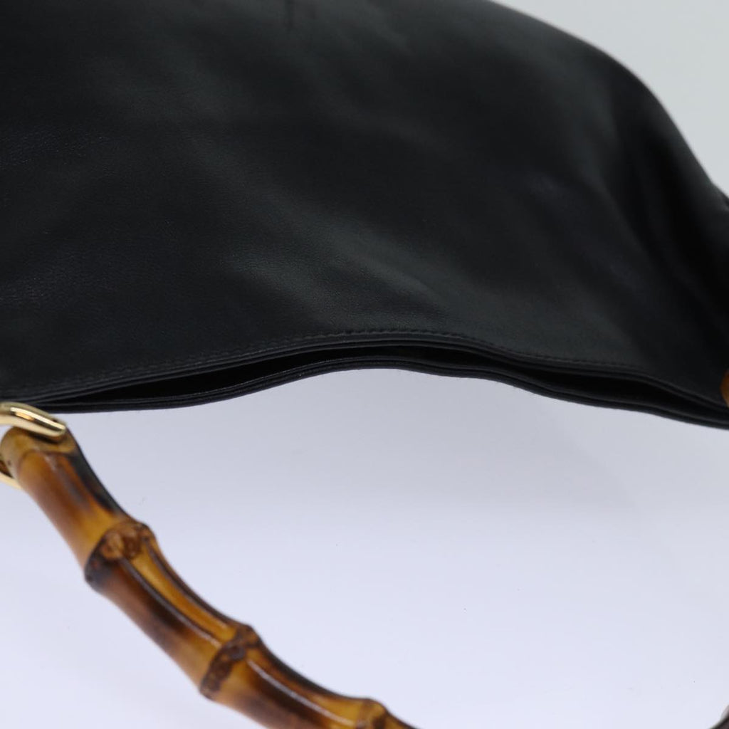 GUCCI Bamboo Hand Bag Leather Black 001 1638 ep4038