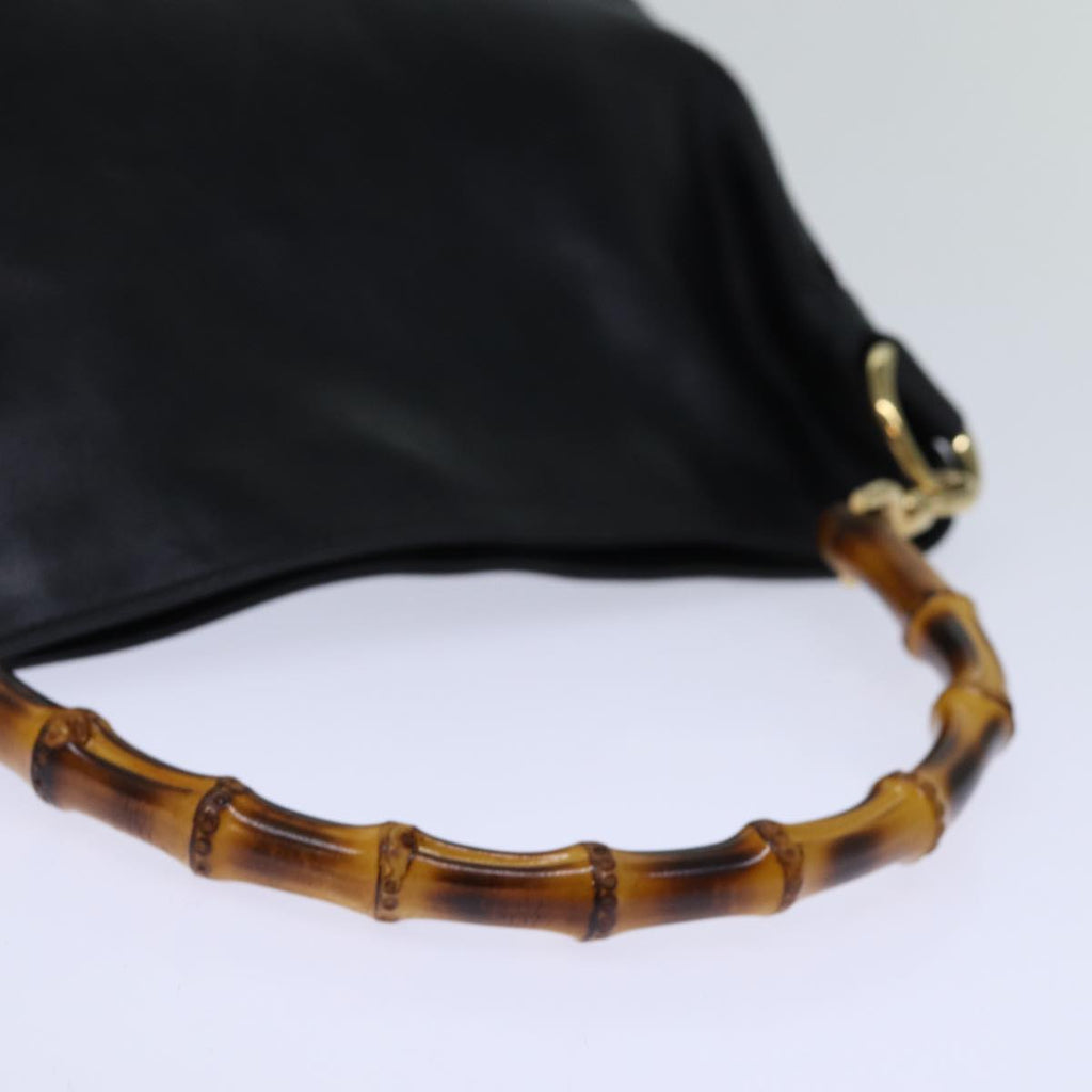 GUCCI Bamboo Hand Bag Leather Black 001 1638 ep4038