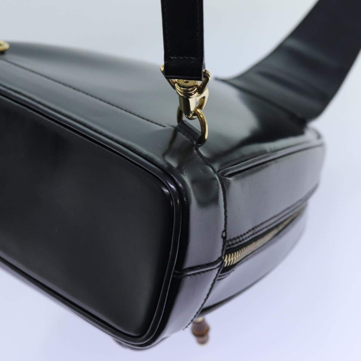 GUCCI Bamboo Body Bag Enamel Black 003 3444 0127 ep4050