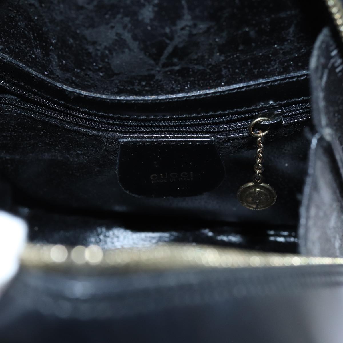 GUCCI Bamboo Body Bag Enamel Black 003 3444 0127 ep4050