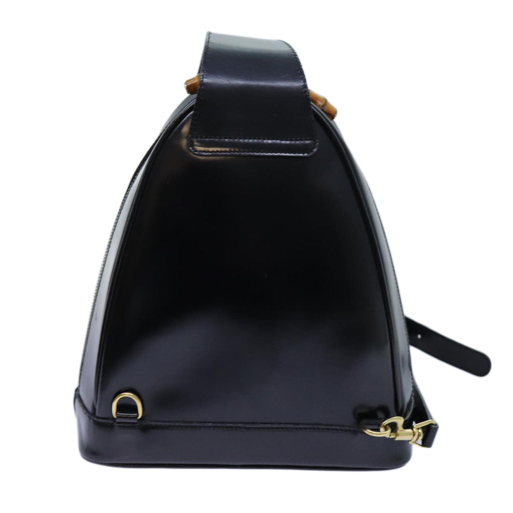 GUCCI Bamboo Body Bag Enamel Black 003 3444 0127 ep4050