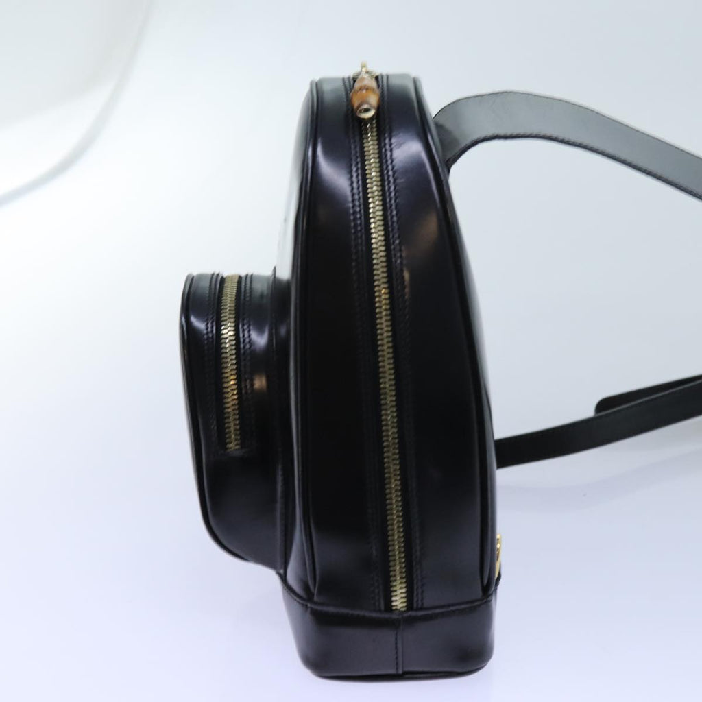 GUCCI Bamboo Body Bag Enamel Black 003 3444 0127 ep4050