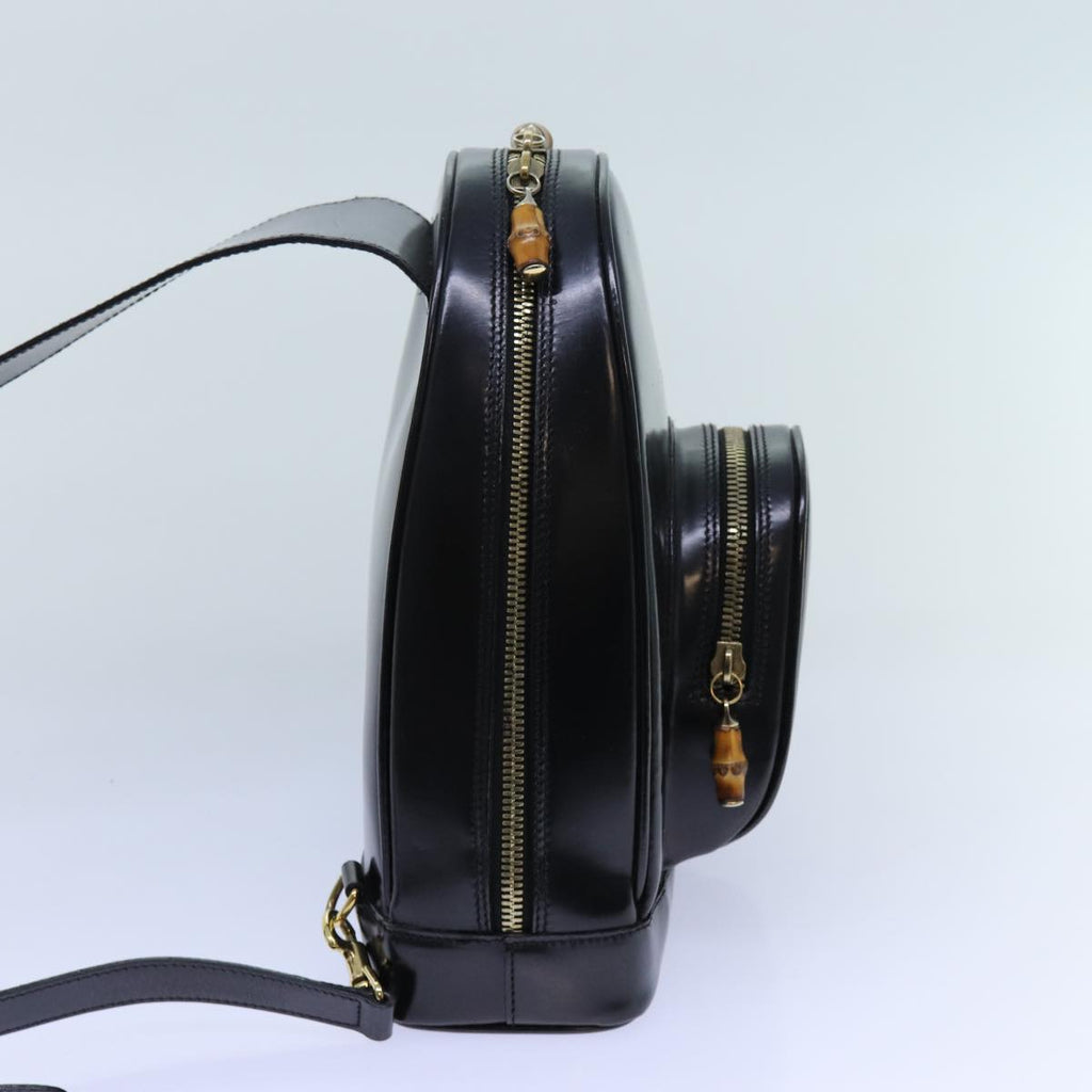 GUCCI Bamboo Body Bag Enamel Black 003 3444 0127 ep4050