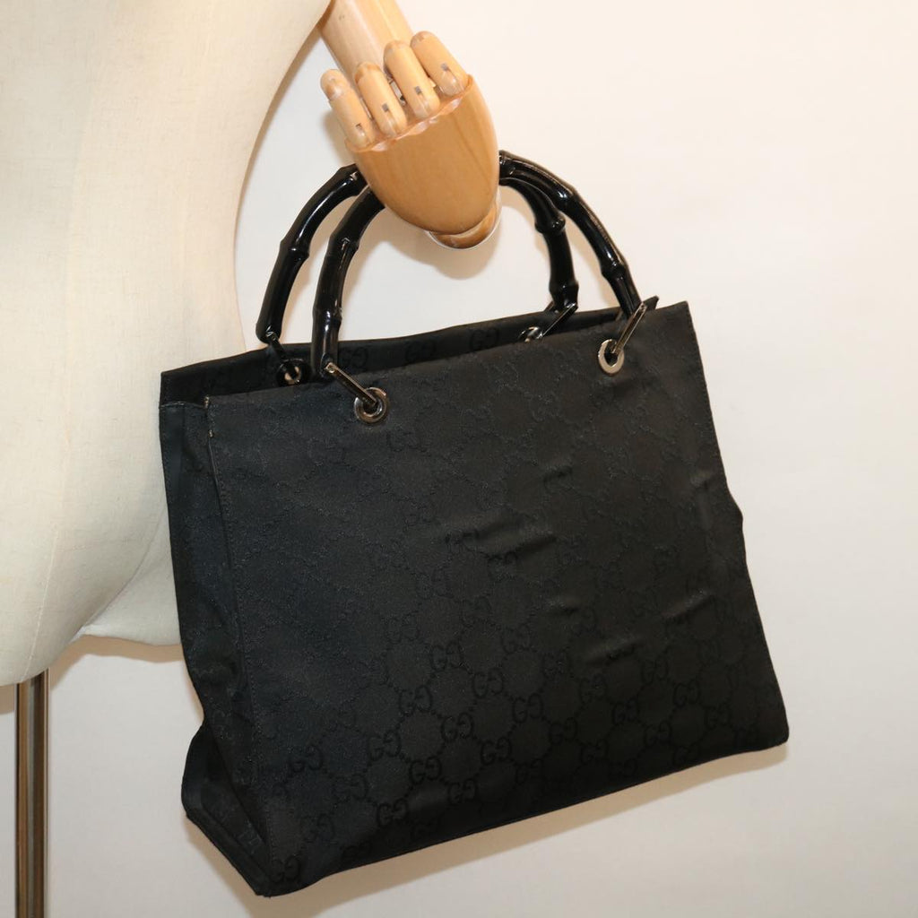 GUCCI Bamboo GG Canvas Hand Bag Nylon Black 002 1010 3754 ep4051