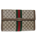 GUCCI GG Supreme Web Sherry Line Clutch Bag PVC Beige Red 89 01 007 ep4065