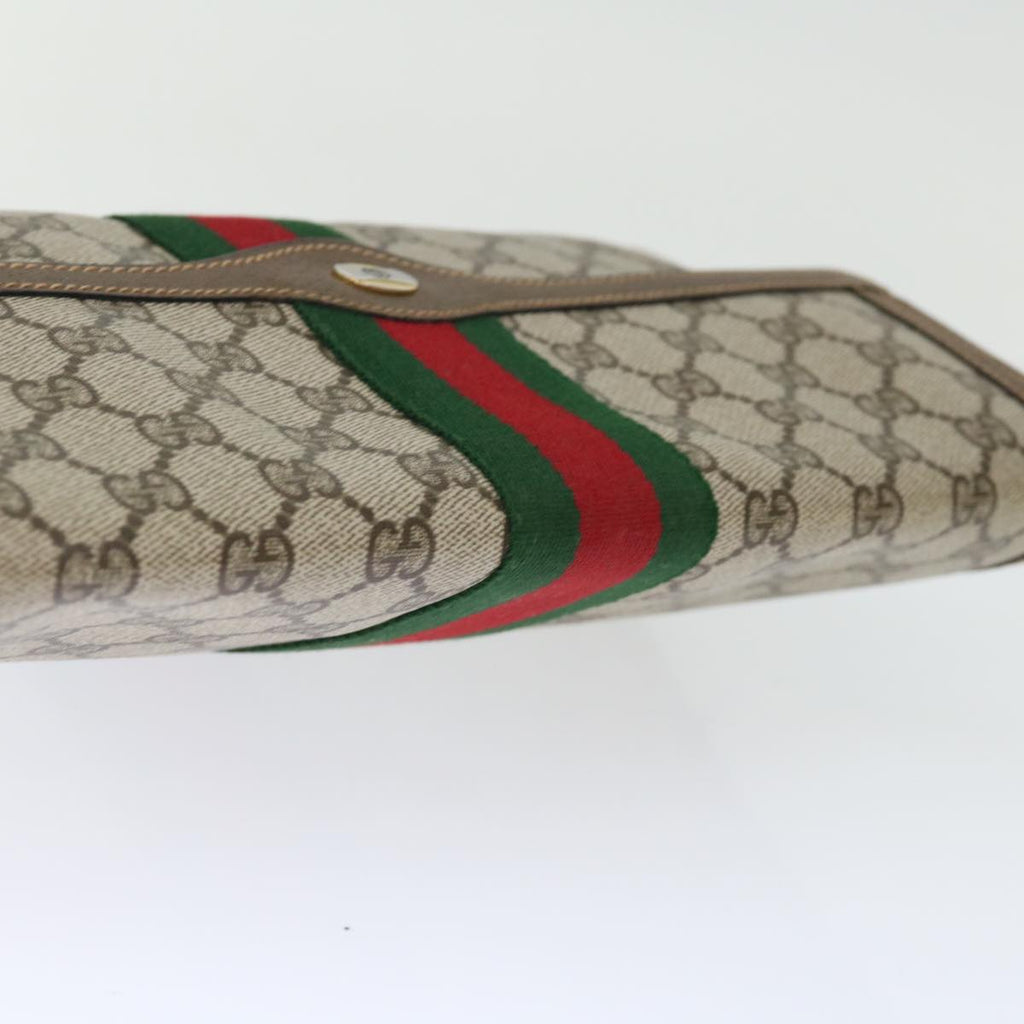 GUCCI GG Supreme Web Sherry Line Clutch Bag PVC Beige Red 89 01 007 ep4065