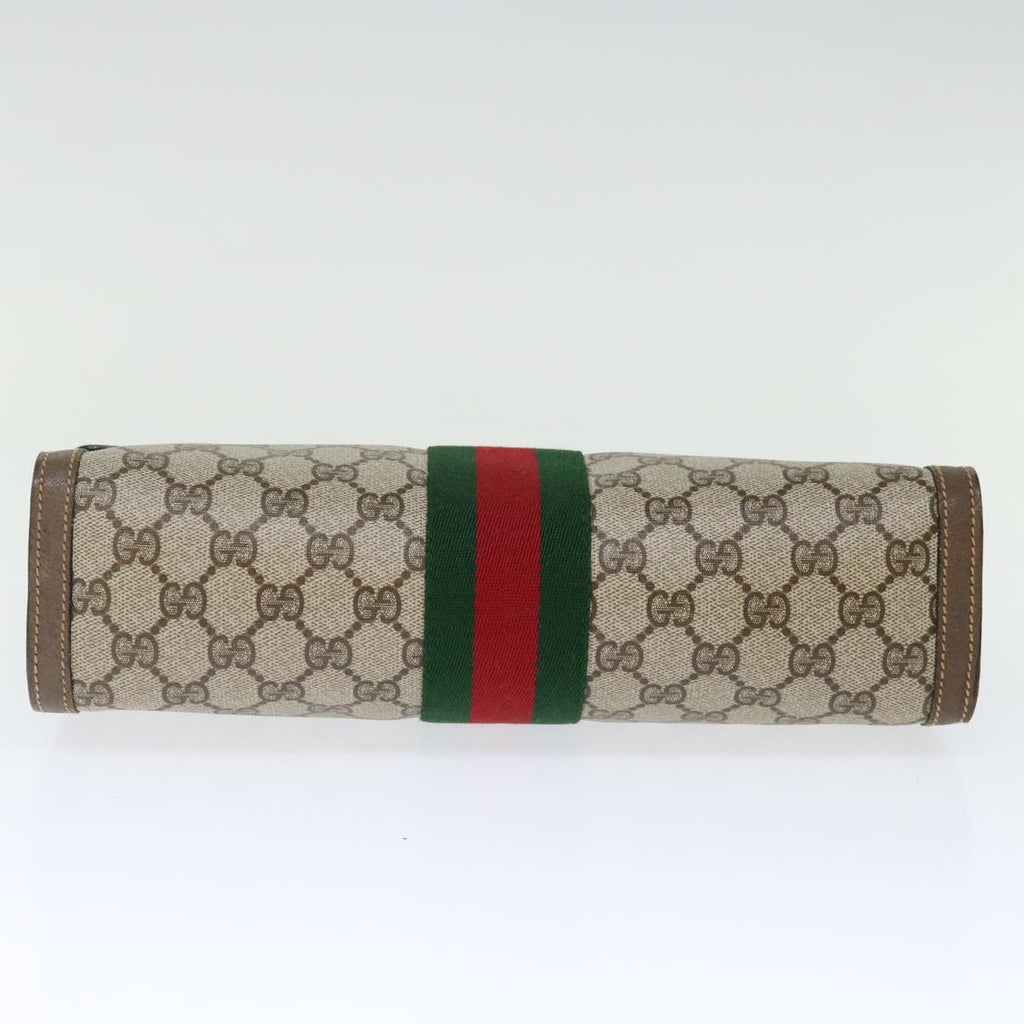 GUCCI GG Supreme Web Sherry Line Clutch Bag PVC Beige Red 89 01 007 ep4065