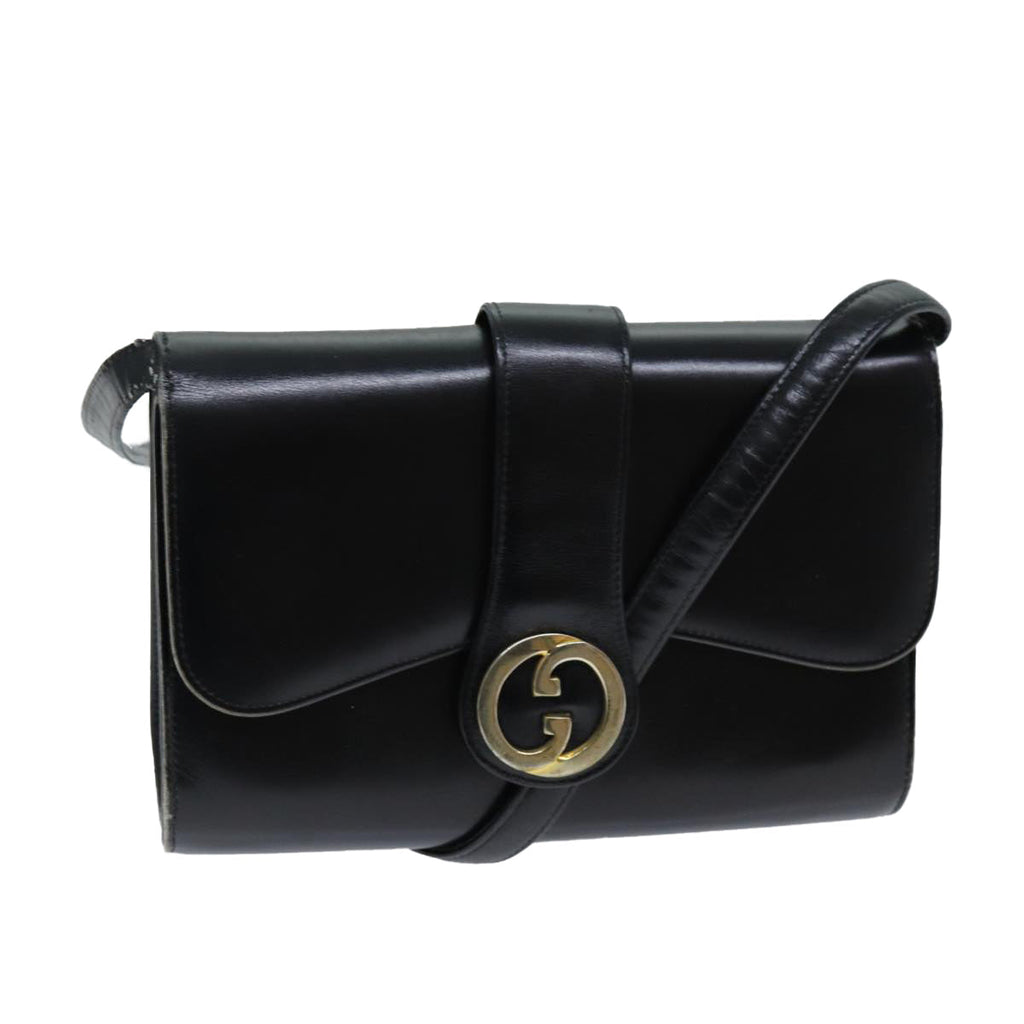 GUCCI Shoulder Bag Leather Black ep4082