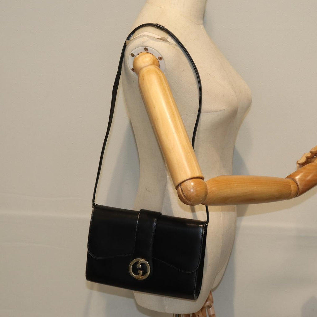 GUCCI Shoulder Bag Leather Black ep4082