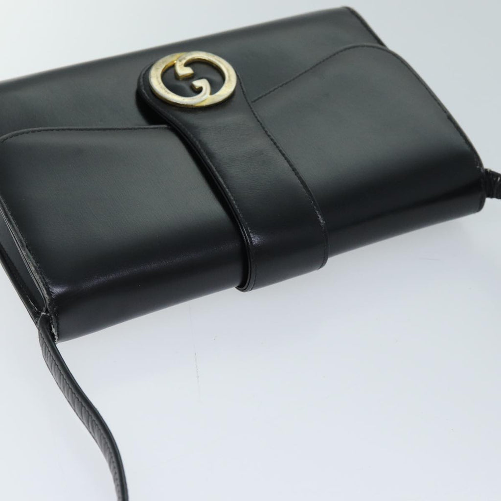 GUCCI Shoulder Bag Leather Black ep4082