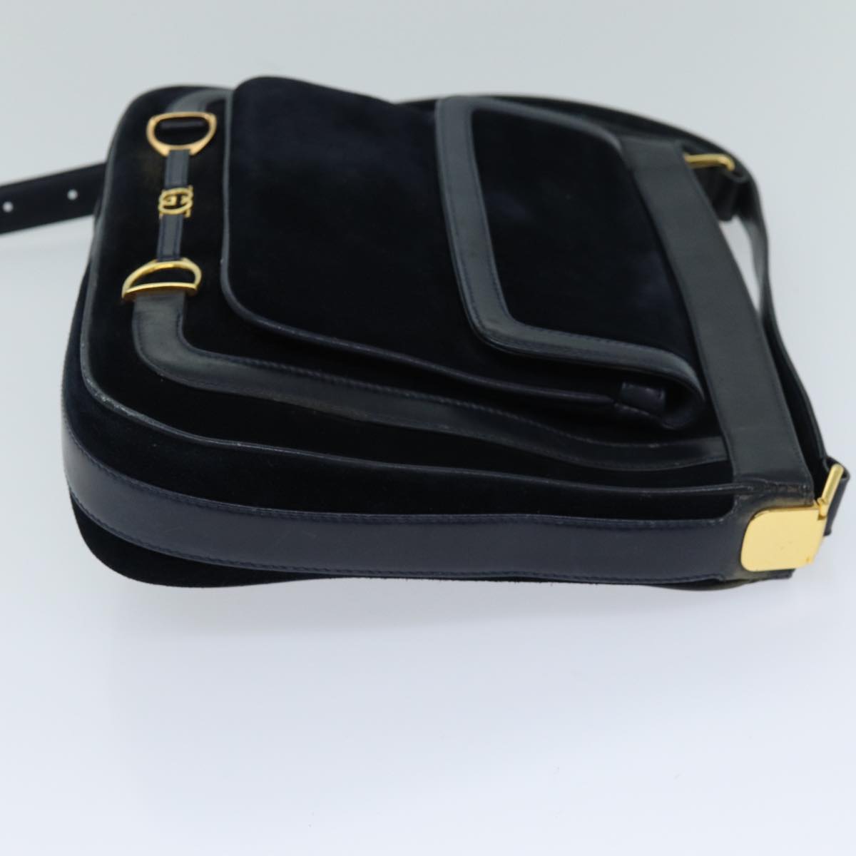 GUCCI Shoulder Bag Suede Navy ep4087