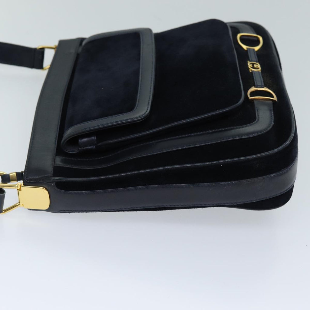 GUCCI Shoulder Bag Suede Navy ep4087