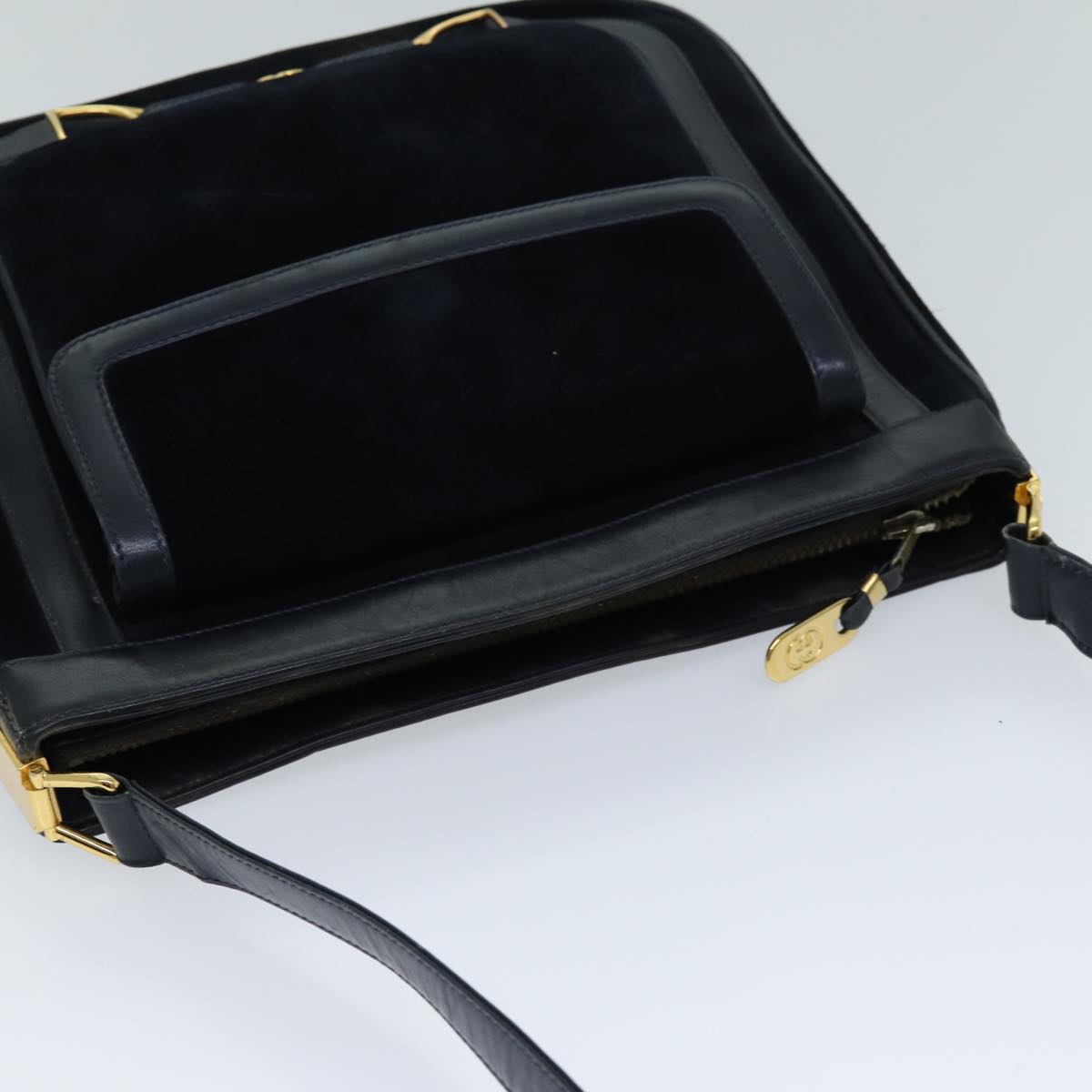 GUCCI Shoulder Bag Suede Navy ep4087