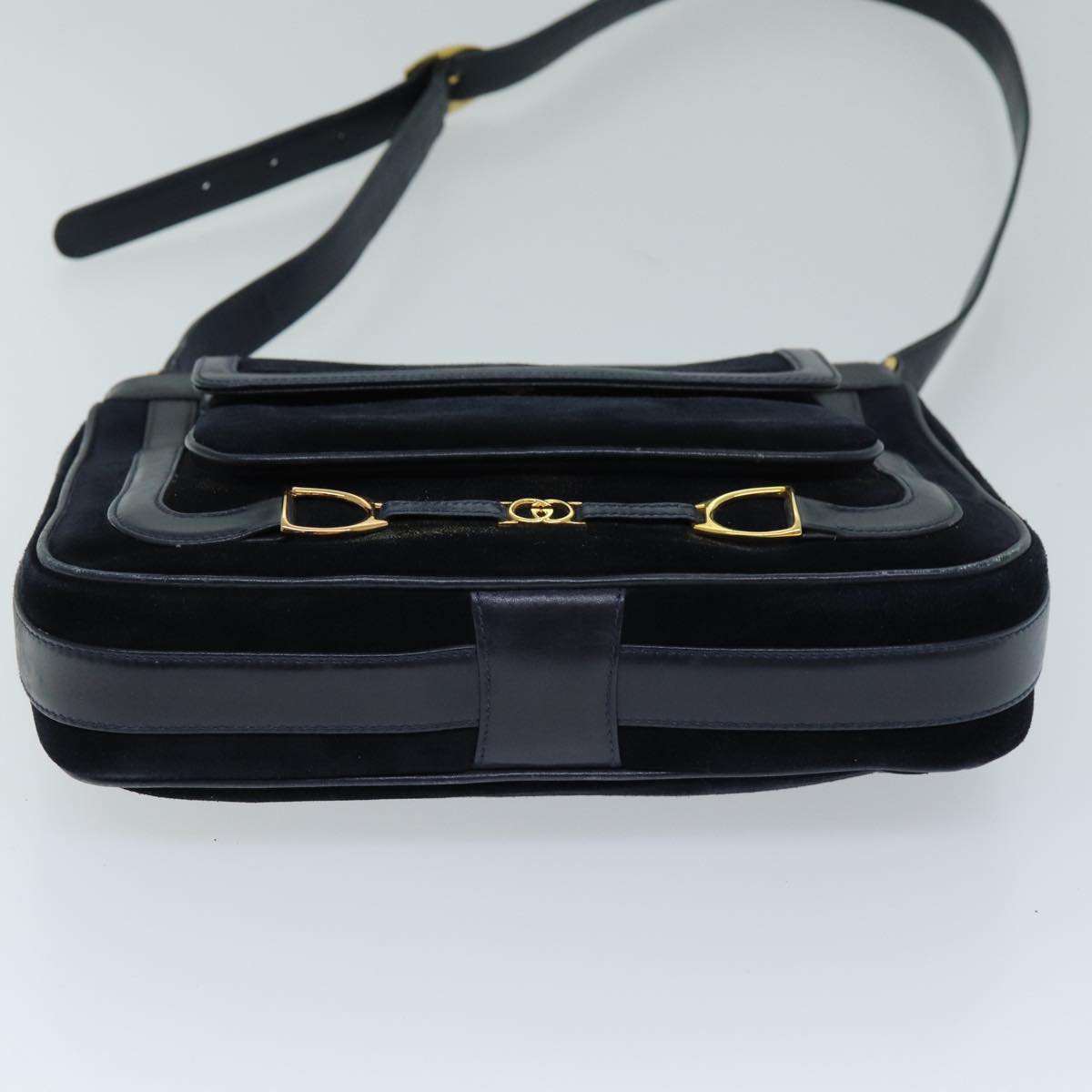 GUCCI Shoulder Bag Suede Navy ep4087