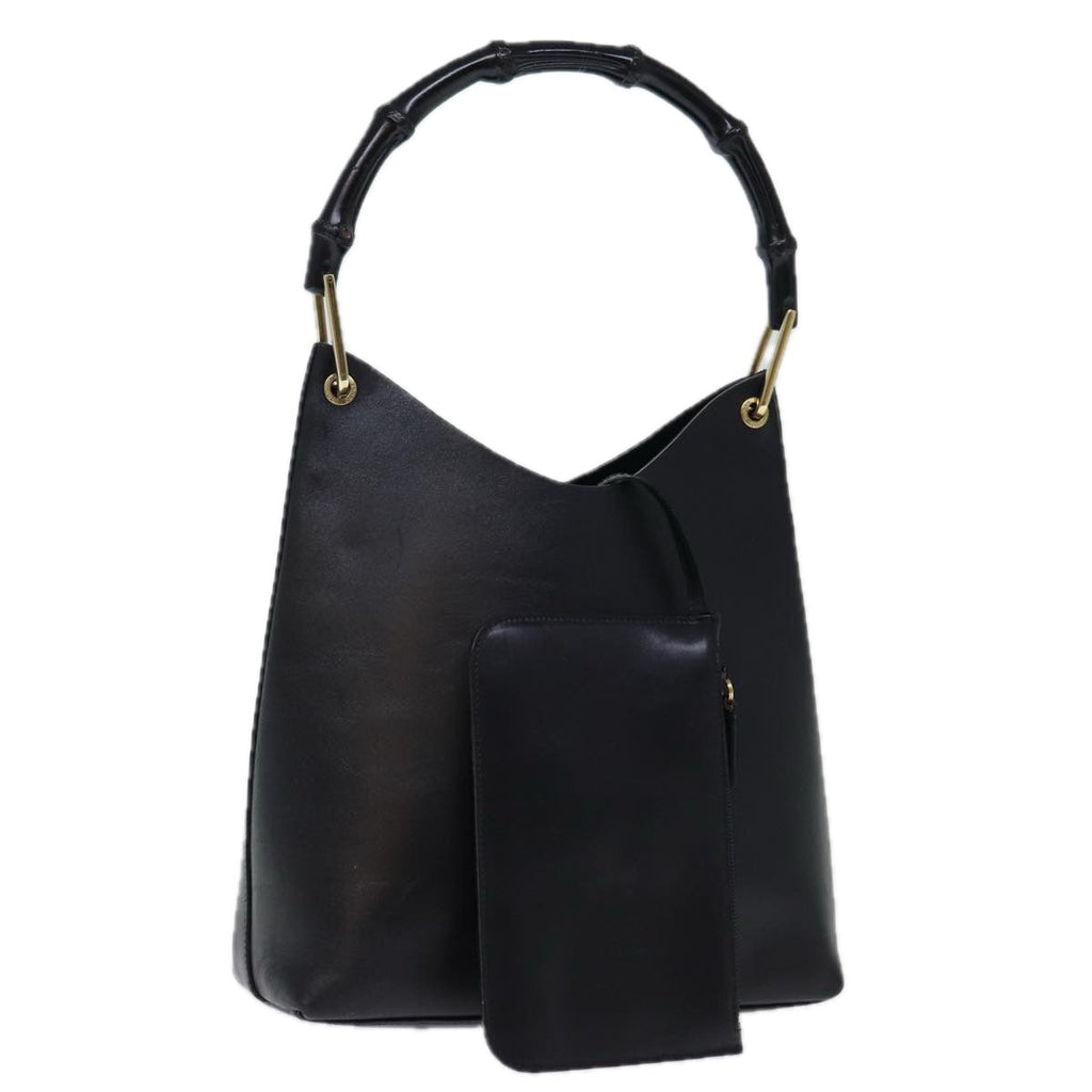 GUCCI Bamboo Shoulder Bag Leather Black 001 2113 1880 ep4100