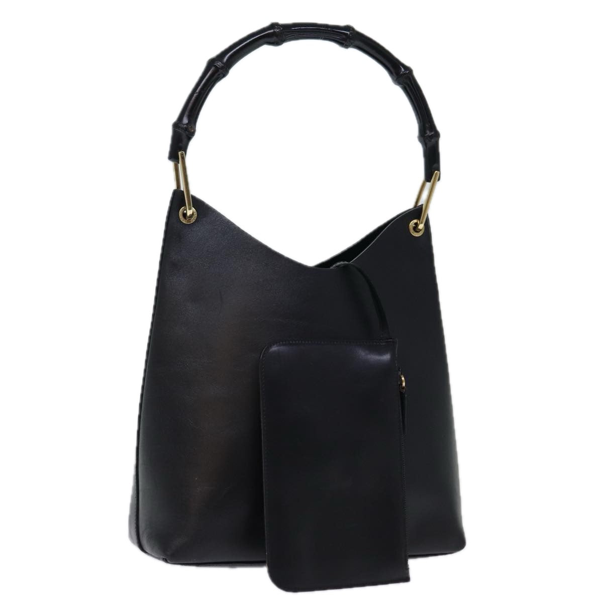 GUCCI Bamboo Shoulder Bag Leather Black 001 2113 1880 ep4100