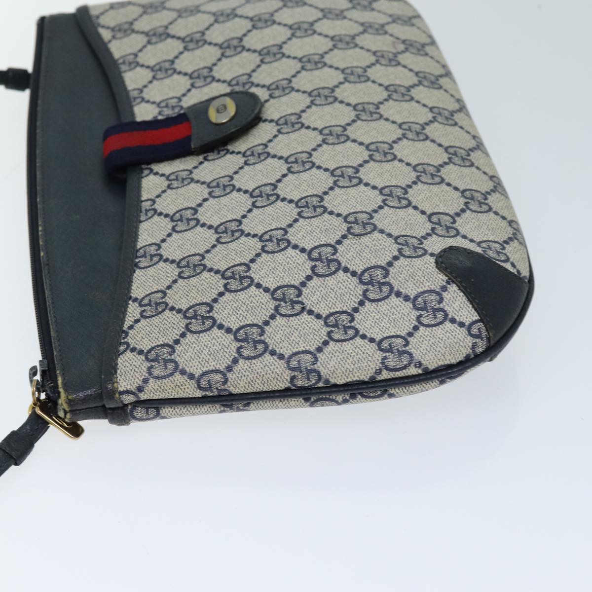 GUCCI GG Plus Supreme Sherry Line Shoulder Bag Navy Red 904 02 026 ep4106