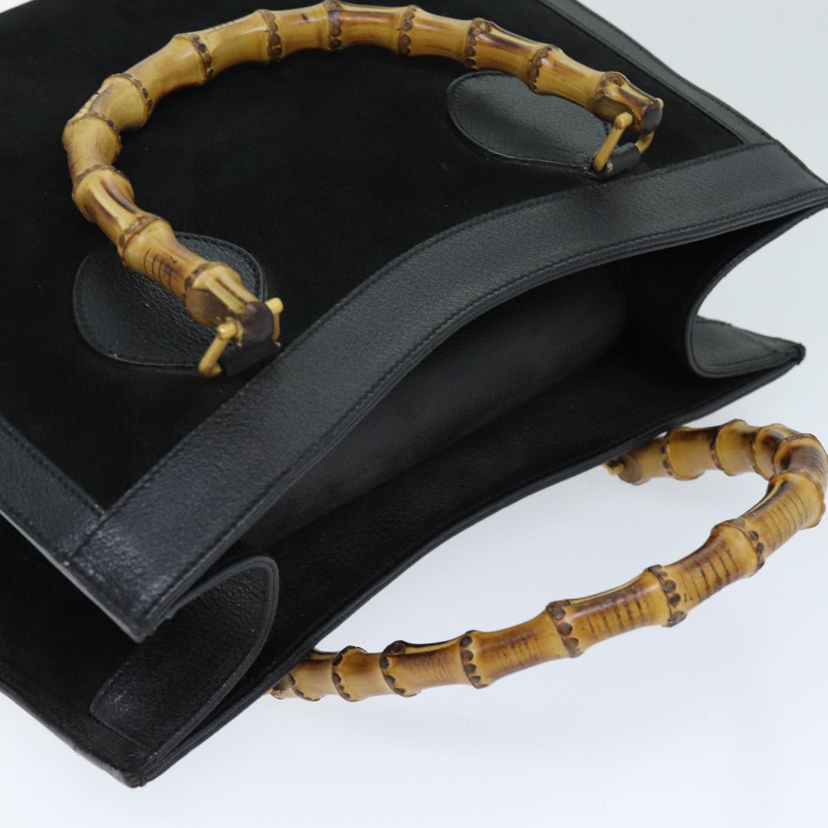 GUCCI Bamboo Hand Bag Suede Black 002 1186 2060 ep4123