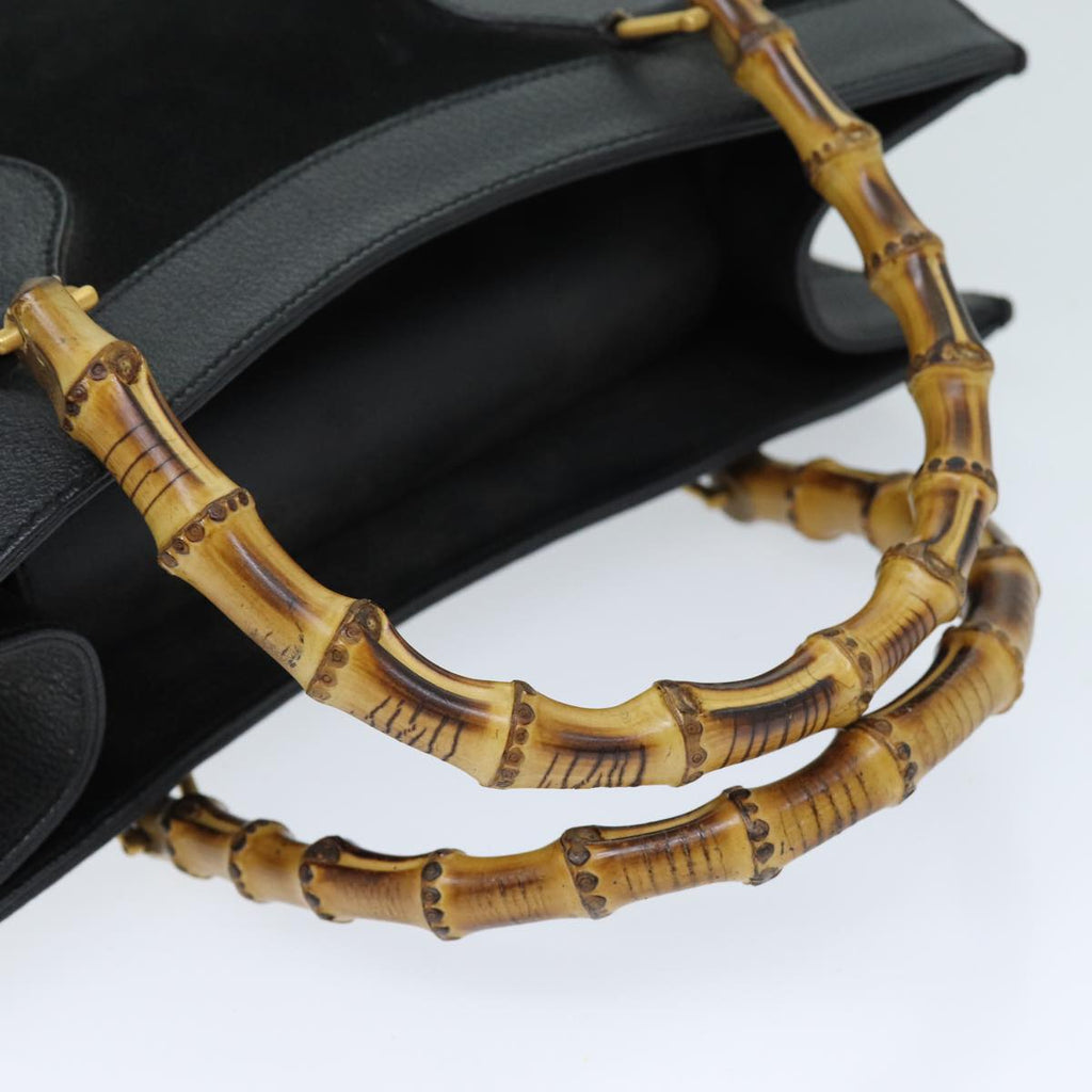 GUCCI Bamboo Hand Bag Suede Black 002 1186 2060 ep4123