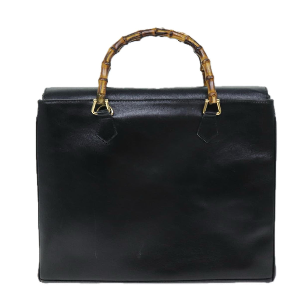 GUCCI Bamboo Hand Bag Leather 2way Black 002 123 0322 ep4124