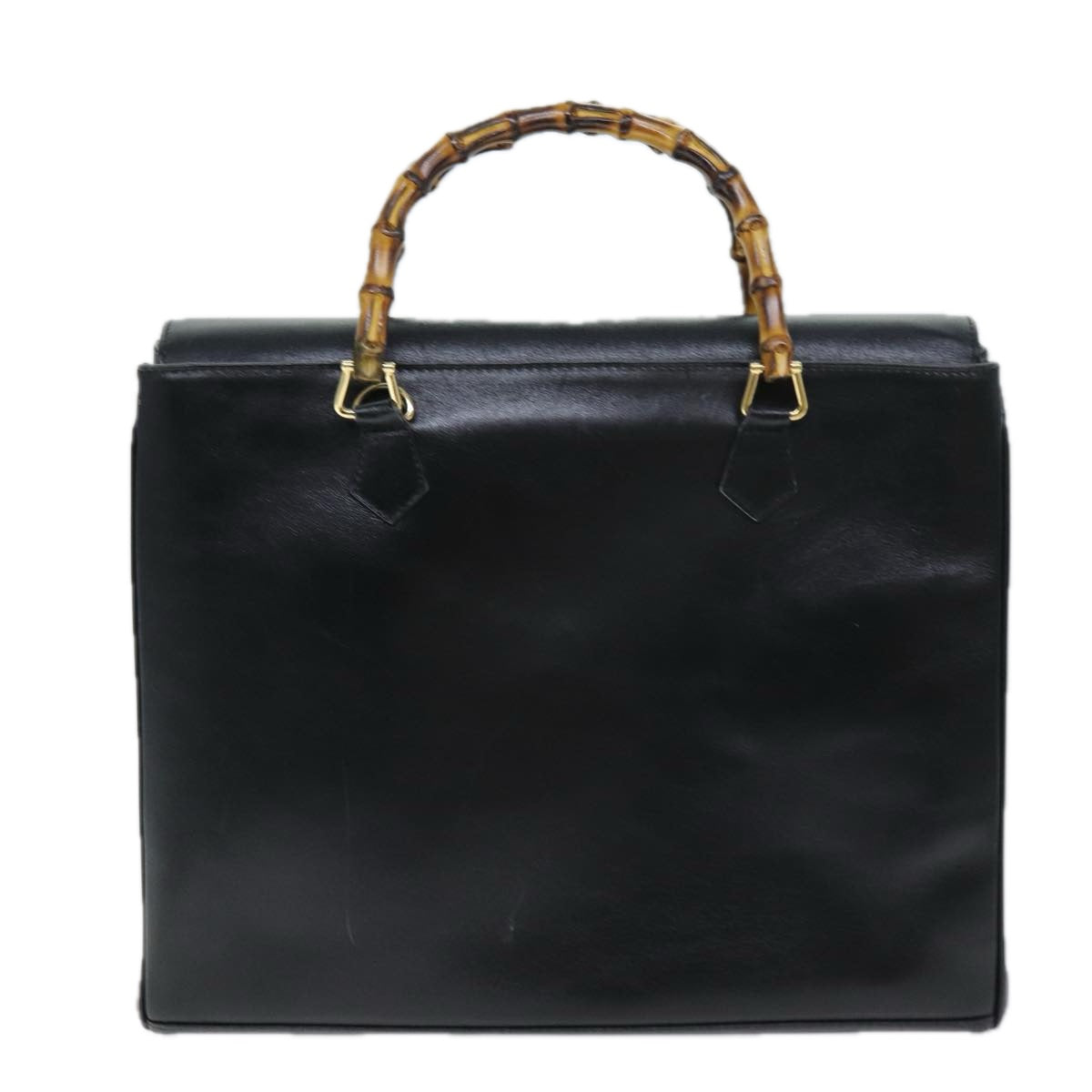 GUCCI Bamboo Hand Bag Leather 2way Black 002 123 0322 ep4124