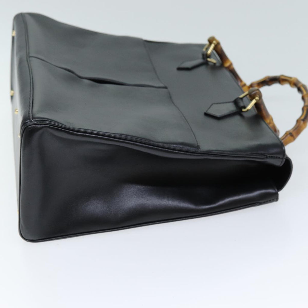 GUCCI Bamboo Hand Bag Leather 2way Black 002 123 0322 ep4124