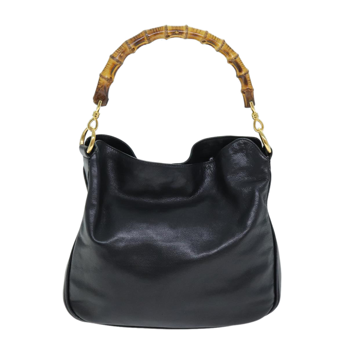 GUCCI Bamboo Hand Bag Leather 2way Black 001 1638 2615 ep4131