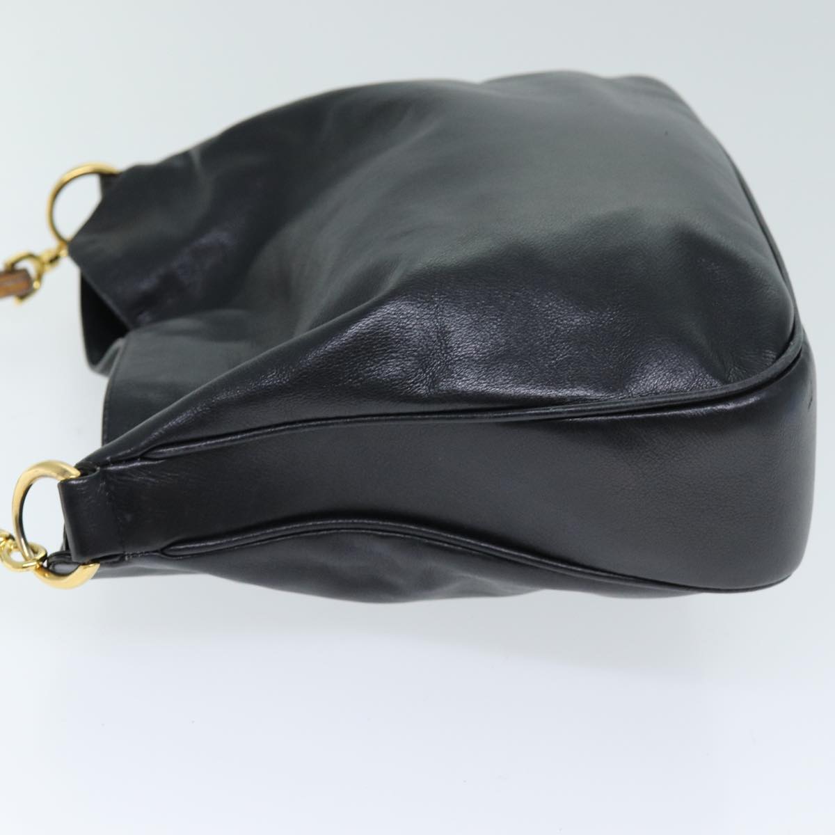 GUCCI Bamboo Hand Bag Leather 2way Black 001 1638 2615 ep4131