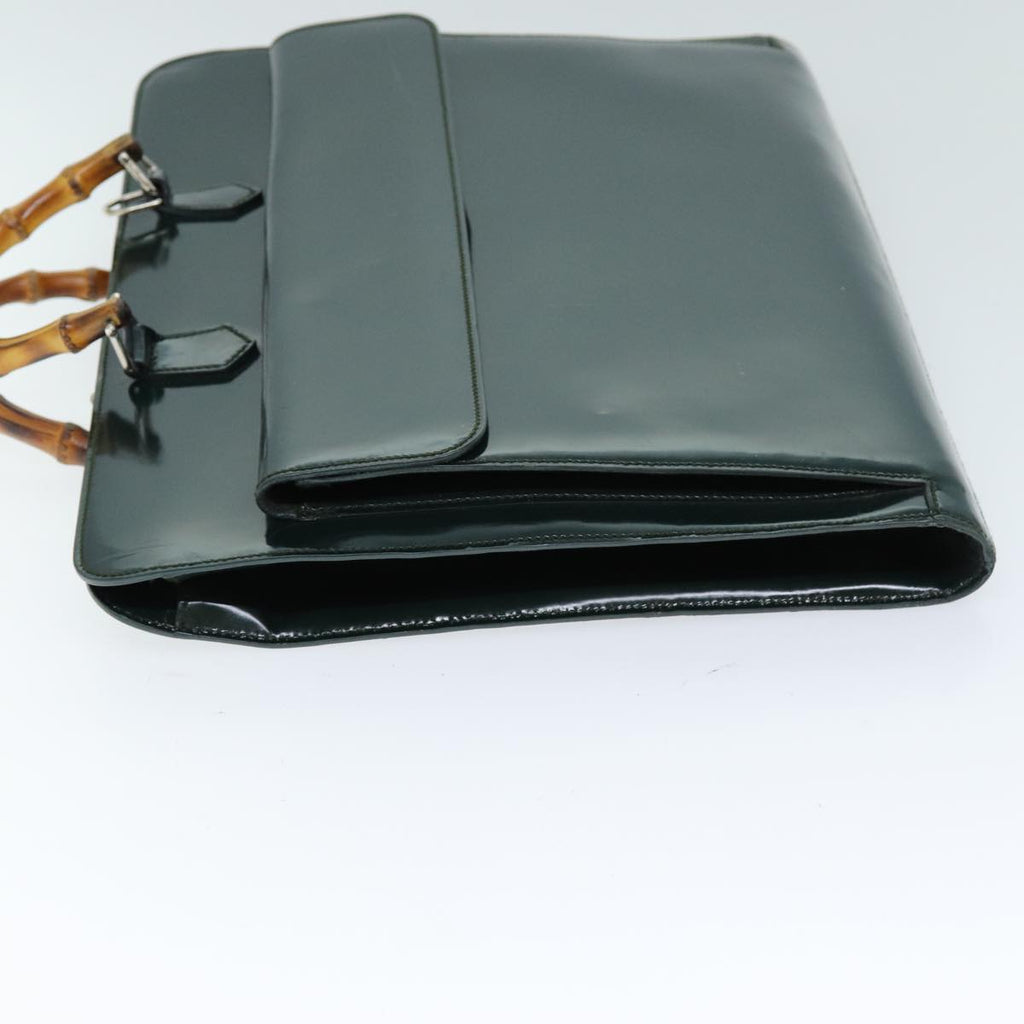 GUCCI Bamboo Hand Bag Enamel Green 015 1521 3675 ep4132