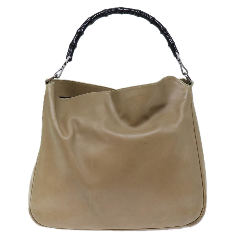 GUCCI Bamboo Hand Bag Leather Beige ep4133