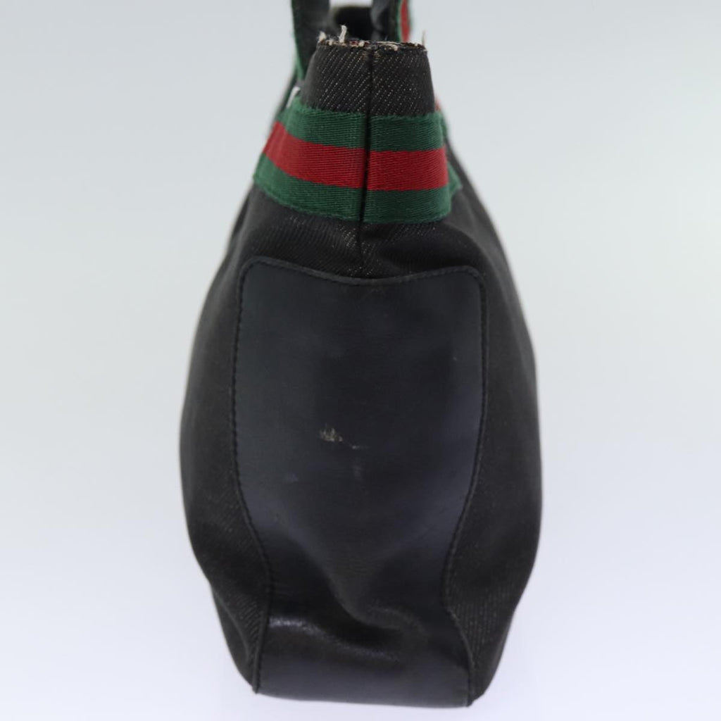 GUCCI Web Sherry Line Tote Bag Denim Black Red Green 73983 ep4159