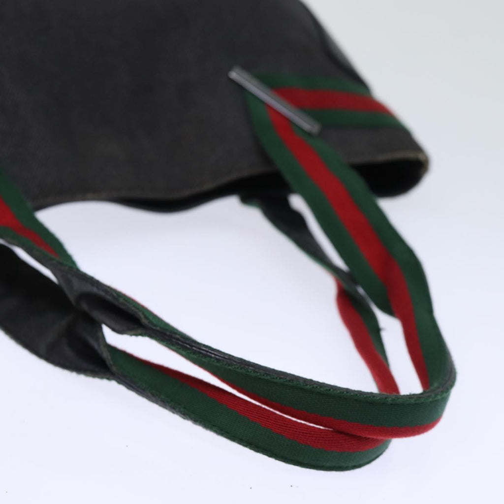 GUCCI Web Sherry Line Tote Bag Denim Black Red Green 73983 ep4159