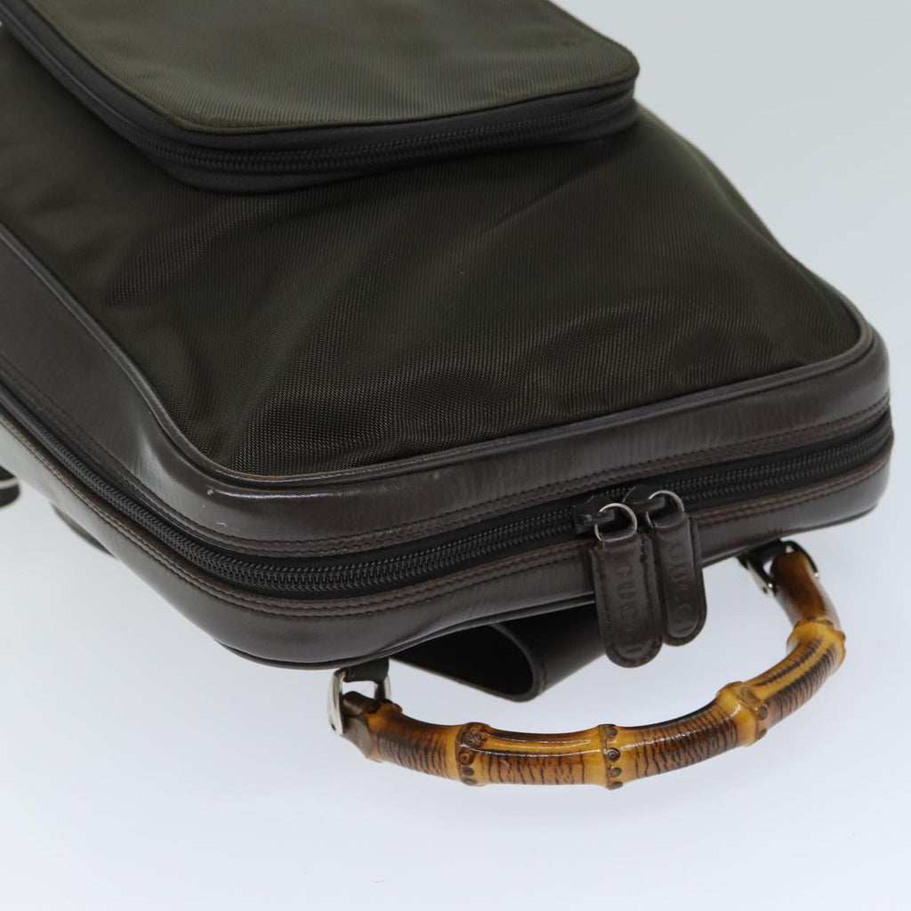 GUCCI Bamboo Body Bag Nylon Khaki 003 2058 0059 5 ep4187