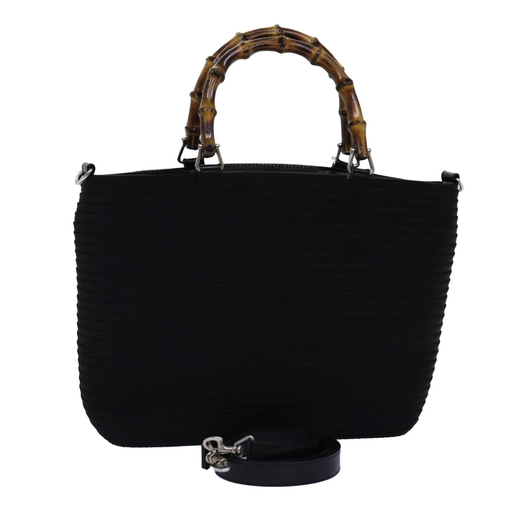 GUCCI Bamboo Hand Bag Canvas 2way Black 000 1998 0540 ep4188