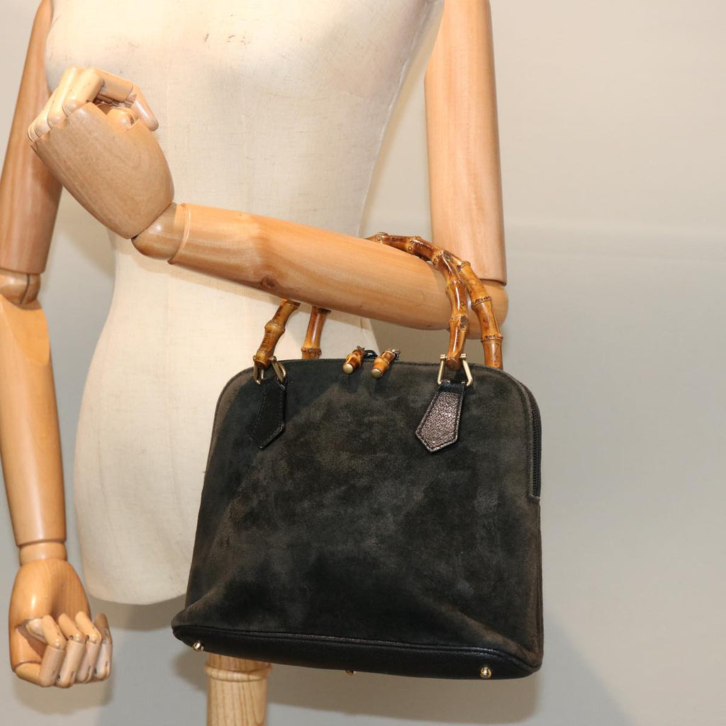 GUCCI Bamboo Hand Bag Suede Khaki 000 2865 0290 ep4189