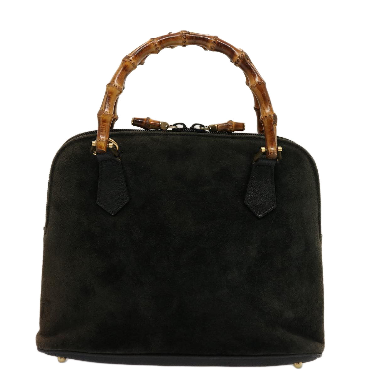 GUCCI Bamboo Hand Bag Suede Khaki 000 2865 0290 ep4189