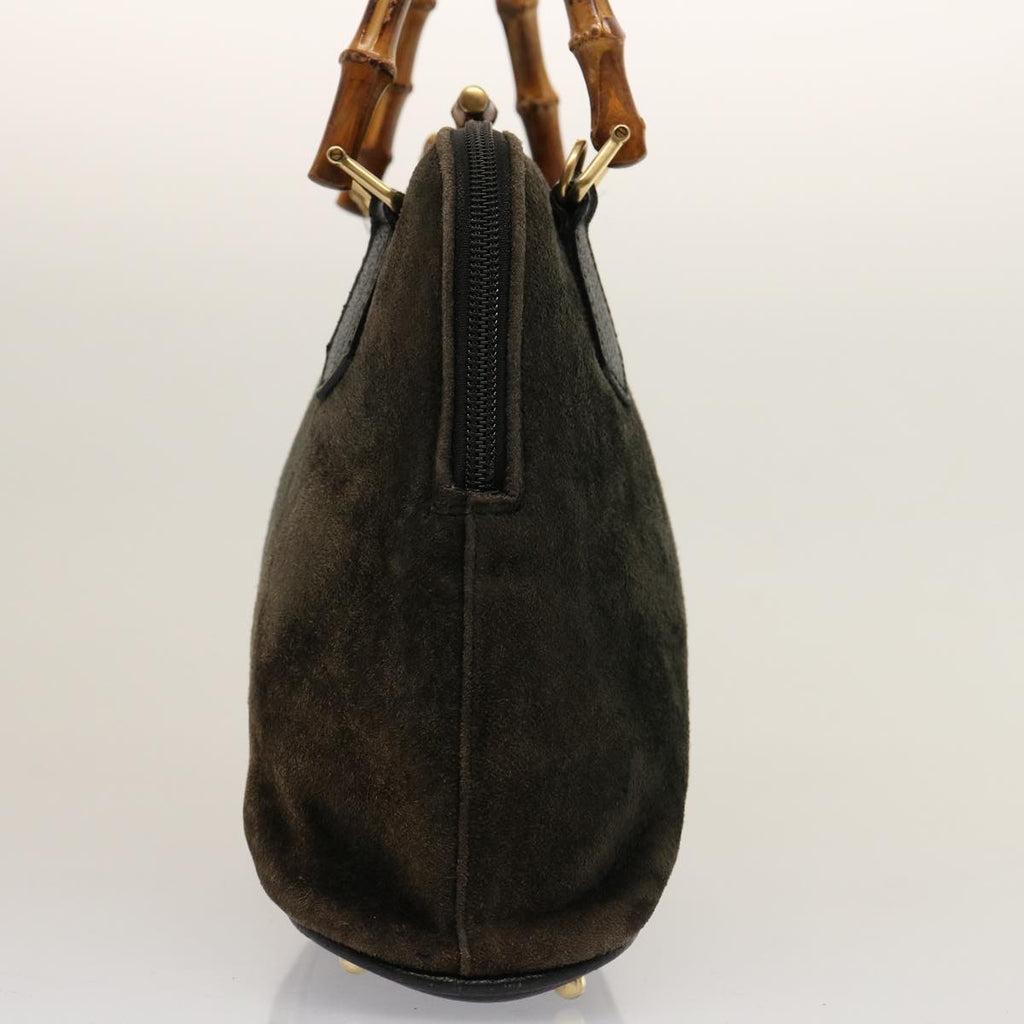 GUCCI Bamboo Hand Bag Suede Khaki 000 2865 0290 ep4189