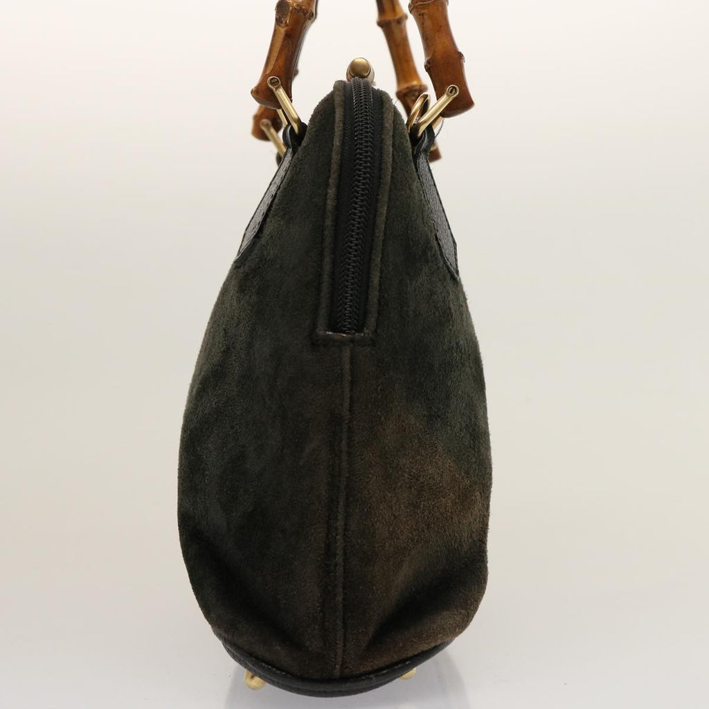 GUCCI Bamboo Hand Bag Suede Khaki 000 2865 0290 ep4189