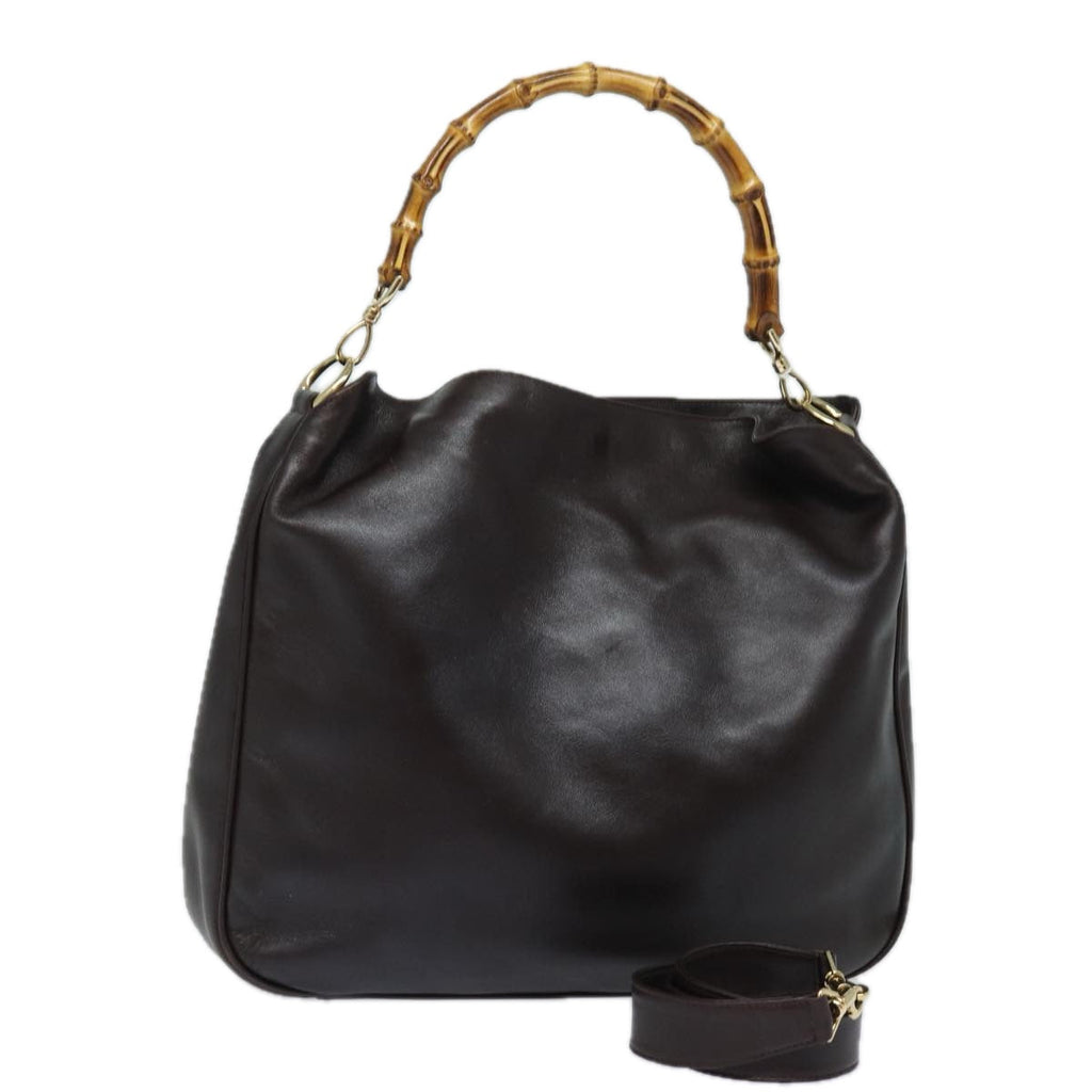 GUCCI Bamboo Hand Bag Nylon Brown 0011877 2123 ep4196