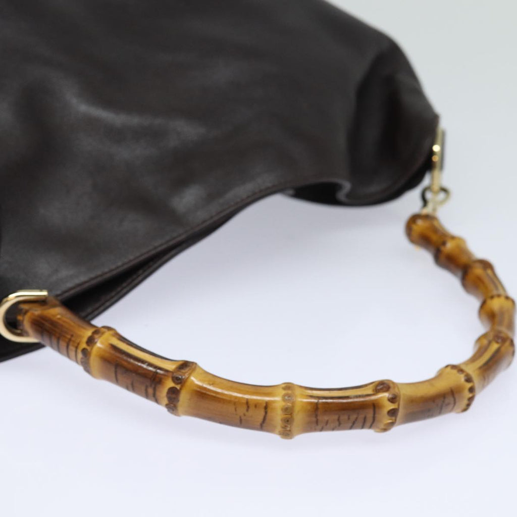 GUCCI Bamboo Hand Bag Nylon Brown 0011877 2123 ep4196