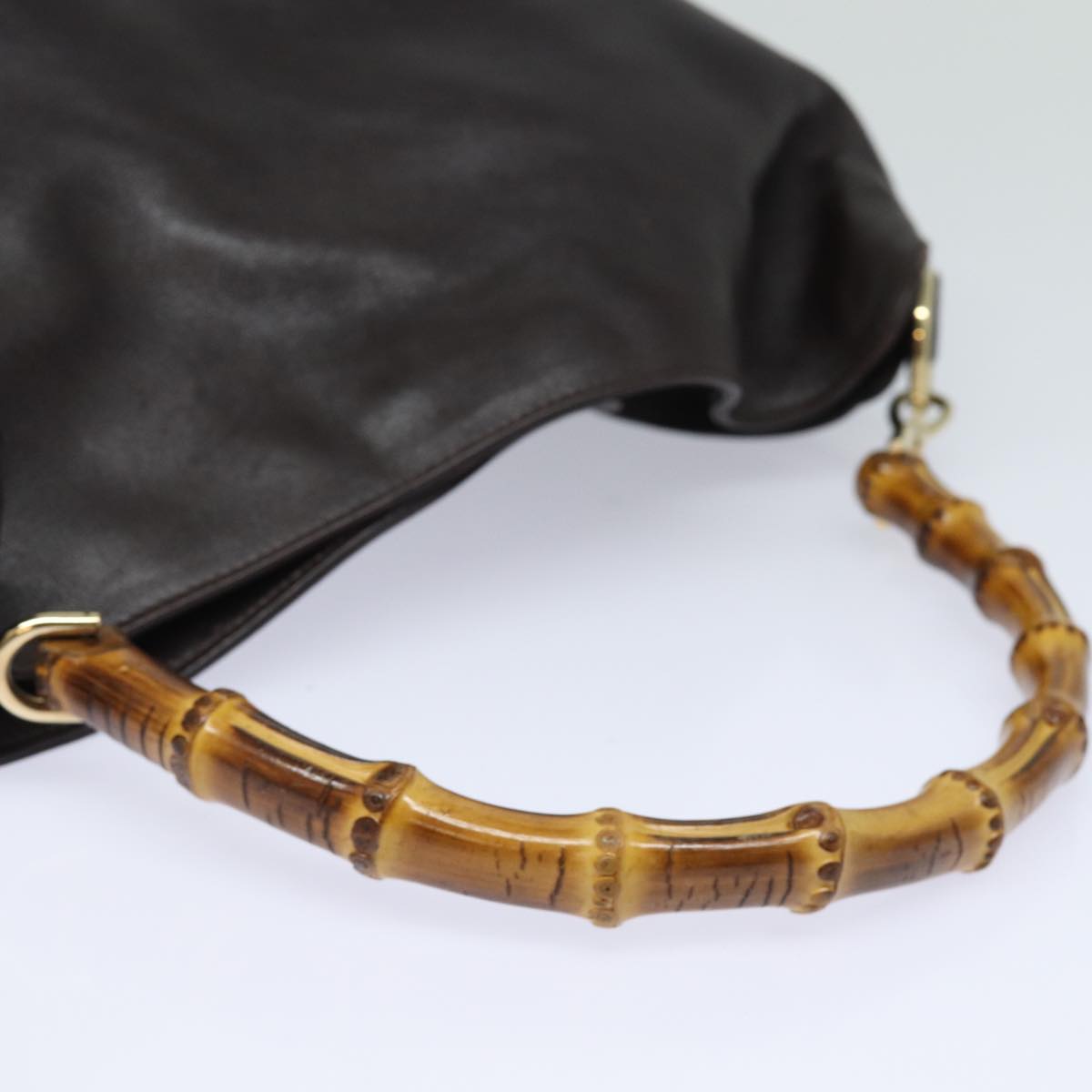 GUCCI Bamboo Hand Bag Nylon Brown 0011877 2123 ep4196