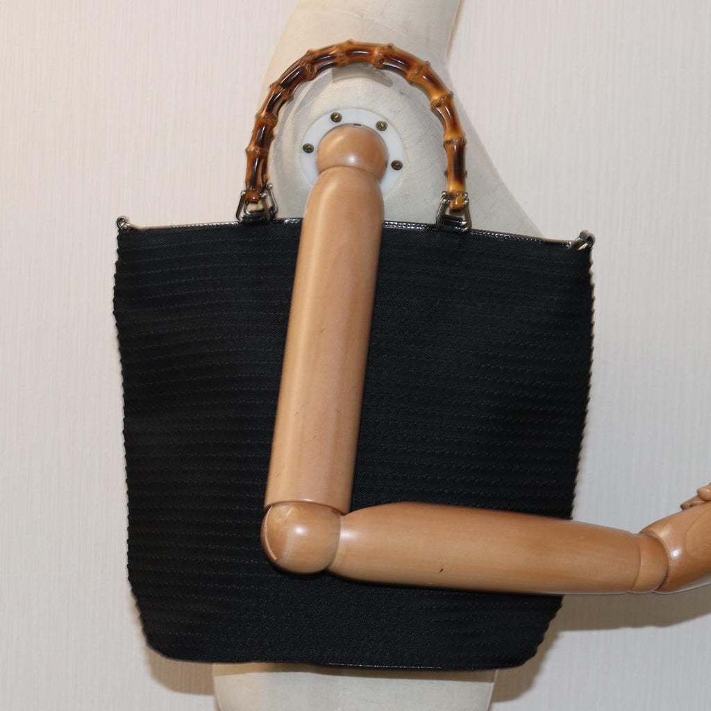 GUCCI Bamboo Hand Bag Canvas Black 002 1998 0441 ep4202