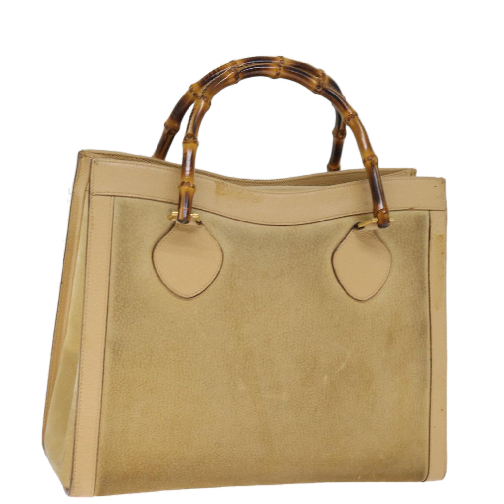 GUCCI Bamboo Hand Bag Suede Leather Beige 002 1186 0260 ep4206