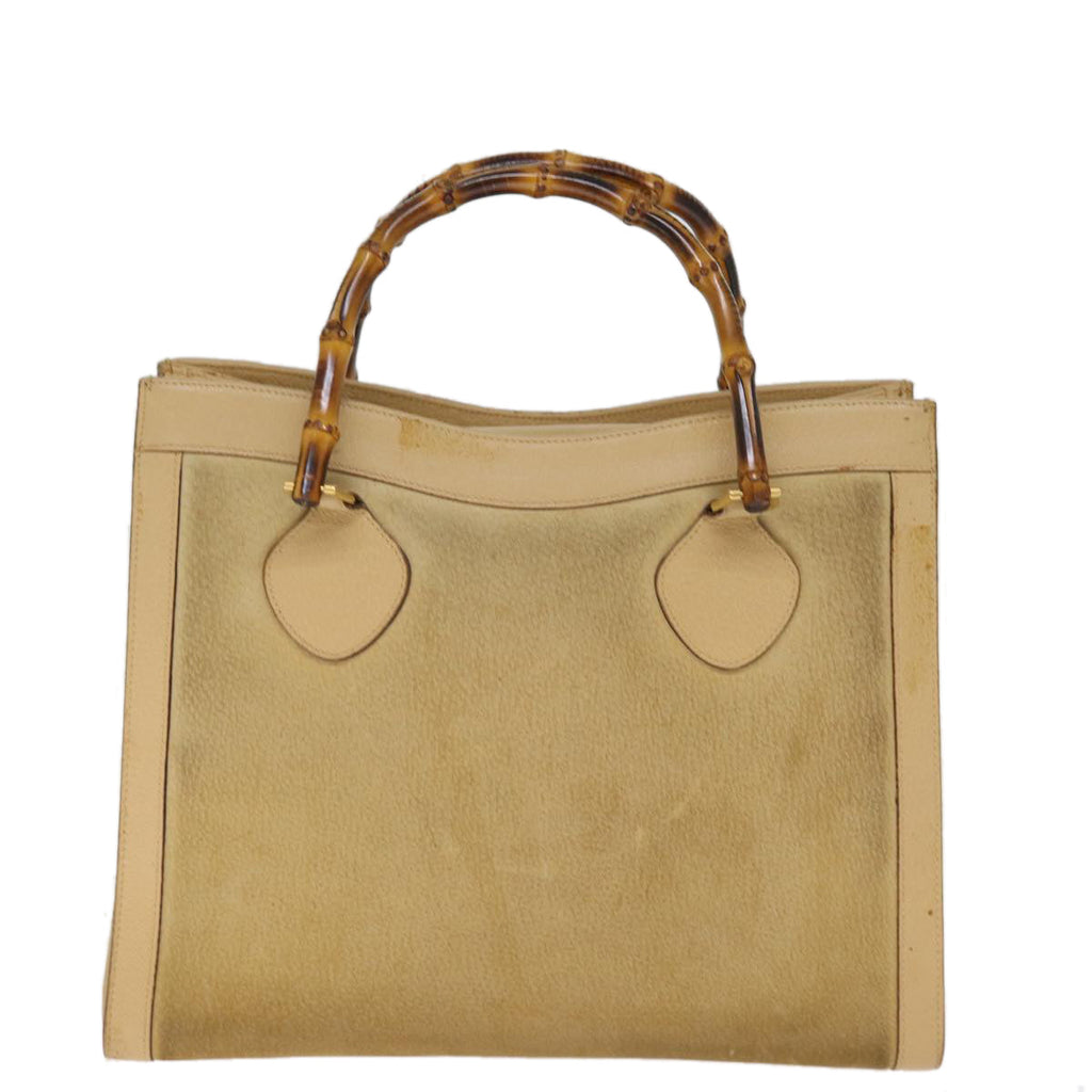 GUCCI Bamboo Hand Bag Suede Leather Beige 002 1186 0260 ep4206