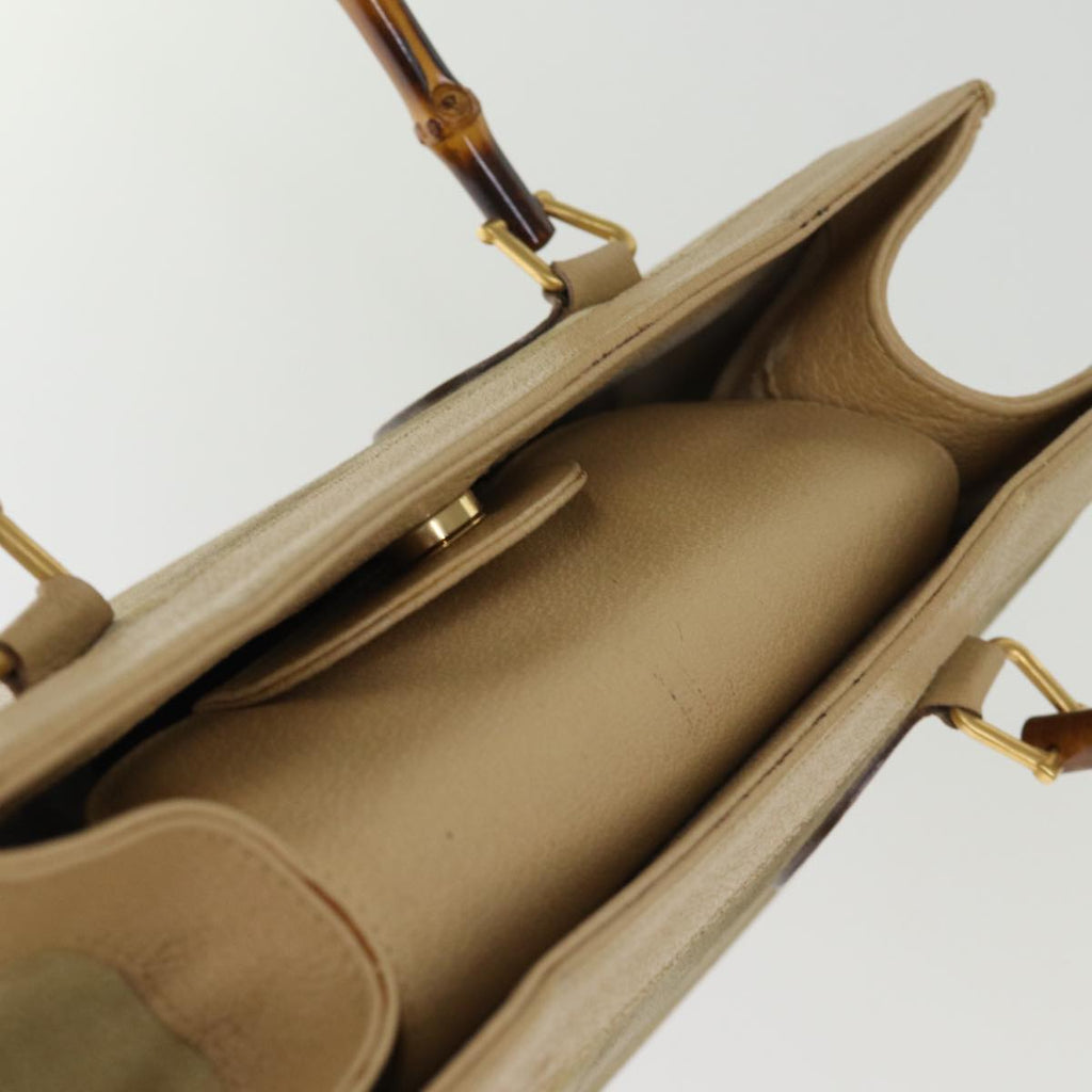 GUCCI Bamboo Hand Bag Suede Leather Beige 002 1186 0260 ep4206