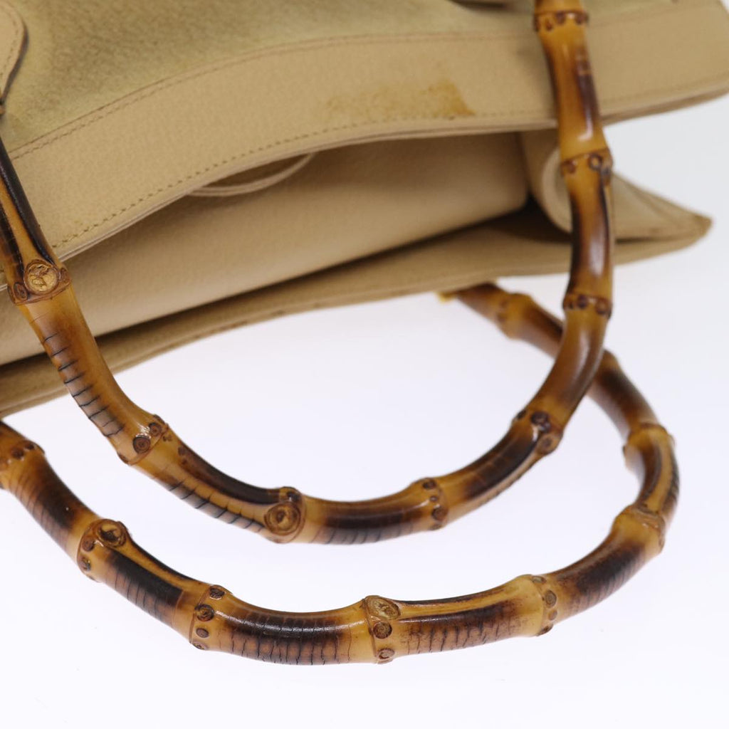 GUCCI Bamboo Hand Bag Suede Leather Beige 002 1186 0260 ep4206