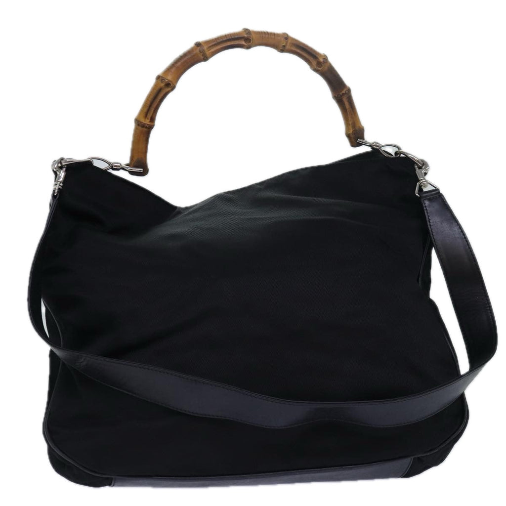 GUCCI Bamboo Hand Bag Nylon 2way Black ep4212