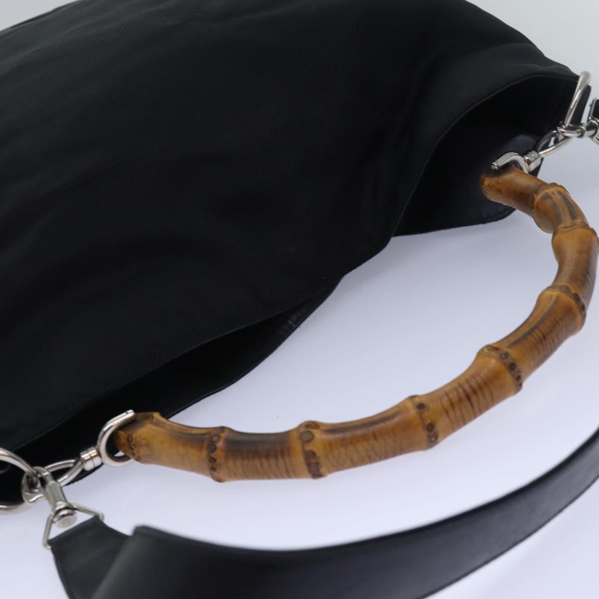 GUCCI Bamboo Hand Bag Nylon 2way Black ep4212